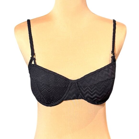 NWT B. SWIM Black Swimsuit 2PCs Bikini Bottom Sz.M Top Sz.D Sexy Beach - Picture 2 of 14